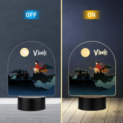 Personalized Harry Porter Theme LED Night Lamp with Warm White Light Customized with Name Birthday Return Gift Kids Room Decor Light & Gift